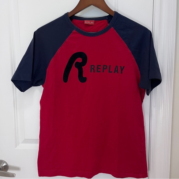 Replay Red and Navy Tee - Picture 1 of 3